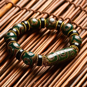 Tibetan Agate 3 Eye & 9 Eye DZi Bracelet, Men's & Women's National Style
