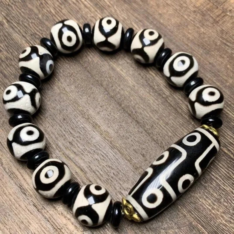 Tibetan Agate 3 & 9 Eye DZi Bracelet, Men's & Women's National Style