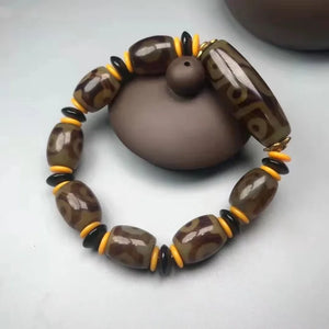 Tibetan Agate Three Eye Nine Eye DZi Bracelet Men Women National Style Jewelry