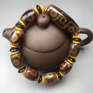 Tibetan Agate Three Eye Nine Eye DZi Bracelet Men Women National Style Jewelry