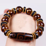 Tibetan Agate 3 Eye & 9 Eye DZi Bracelet, National Style Bracelet
