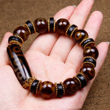 Tibetan Agate 3 Eye & 9 Eye DZi Bracelet, National Style Bracelet