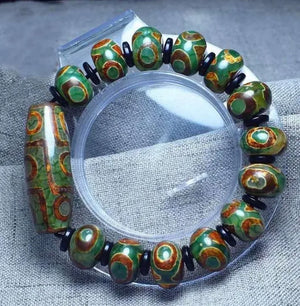 Tibetan Agate 3 Eye 9 Eye DZi Bracelet, National Style Bracelet