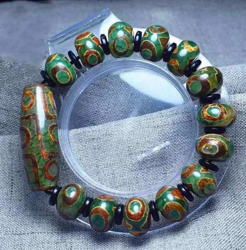 Tibetan Agate 3 Eye 9 Eye DZi Bracelet, National Style Bracelet