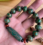 Tibetan Agate 3 Eye 9 Eye DZi Bracelet, National Style Bracelet
