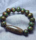 Tibetan Agate 3 Eye 9 Eye DZi Bracelet, National Style Bracelet
