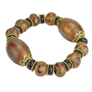Tibetan Agate 3 Eye & 9 Eye Dzi Bracelet for Men & Women