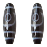 Natural Tibetan Agate Dzi Beads Oval Two-eyed Two Tone AAA 12x38mm