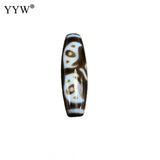 Tibetan Agate Dzi Beads Bodhisattva Akashagarbha Pattern 12x38mm