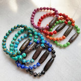 Tibetan Dzi Agates Bracelet Nine Eyes Emperor Stone Turquoises Strand Bracelet