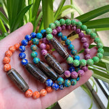 Tibetan Dzi Agates Bracelet Nine Eyes Emperor Stone Turquoises Strand Bracelet