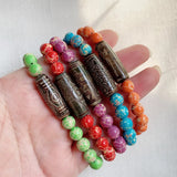 Tibetan Dzi Agates Bracelet Nine Eyes Emperor Stone Turquoises Strand Bracelet