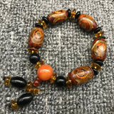 Tibetan Dzi Bead Bangle Bracelet Lucky Amulet 3 Eyes Fengshui Bless