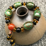 Tibetan Dzi Bead Bangle Bracelet Lucky Amulet 3 Eyes Fengshui Bless