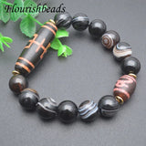 Tibetan Dzi Agate Beads Bracelet 12mm Stretch