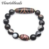 Tibetan Dzi Agate Beads Bracelet 12mm Stretch
