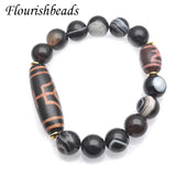 Tibetan Dzi Agate Beads Bracelet 12mm Stretch