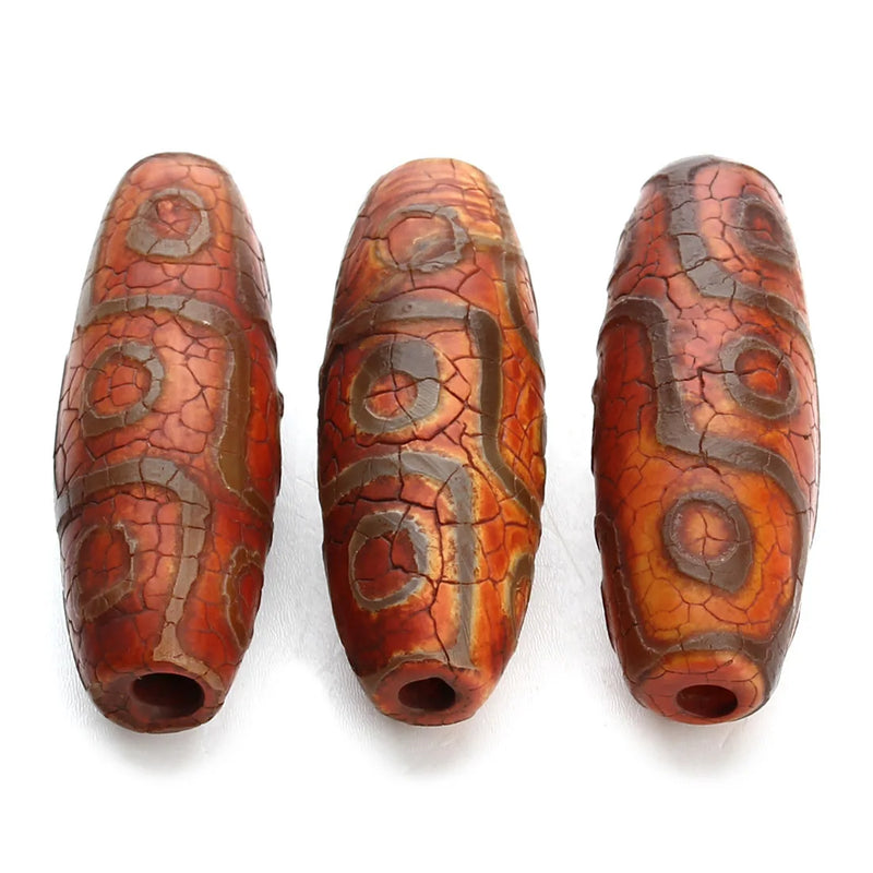 Tibetan Dzi Beads Drum Shape 14x39mm 2PCs/Bag