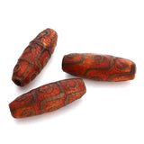 Tibetan Dzi Beads Drum Shape 14x39mm 2PCs/Bag