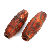 Tibetan Dzi Beads Drum Shape 14x39mm 2PCs/Bag