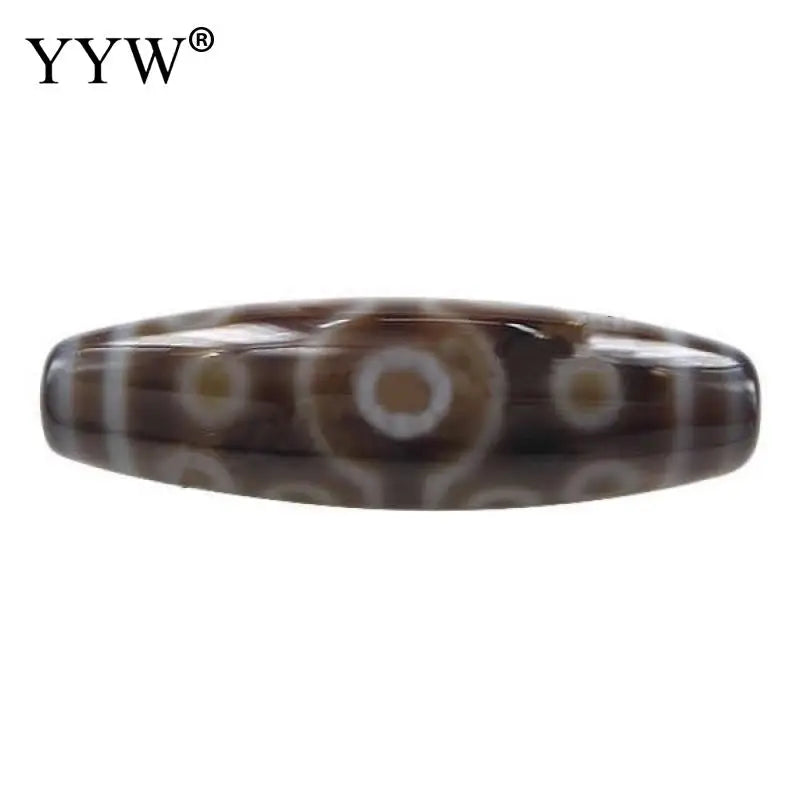 Tibetan Dzi Beads Oval 15-eyed 2-tone 38x12mm Hole 2.5mm By PC