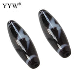 Tibetan Dzi Beads Oval 13x38mm Two Tone
