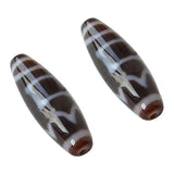 Natural Tibetan Dzi Beads Oval Sun Earth Water Two Tone AAA 12x38mm