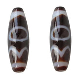 Natural Tibetan Dzi Beads Oval Sun Earth Water Two Tone AAA 12x38mm
