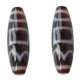 Natural Tibetan Dzi Beads Oval Sun Earth Water Two Tone AAA 12x38mm