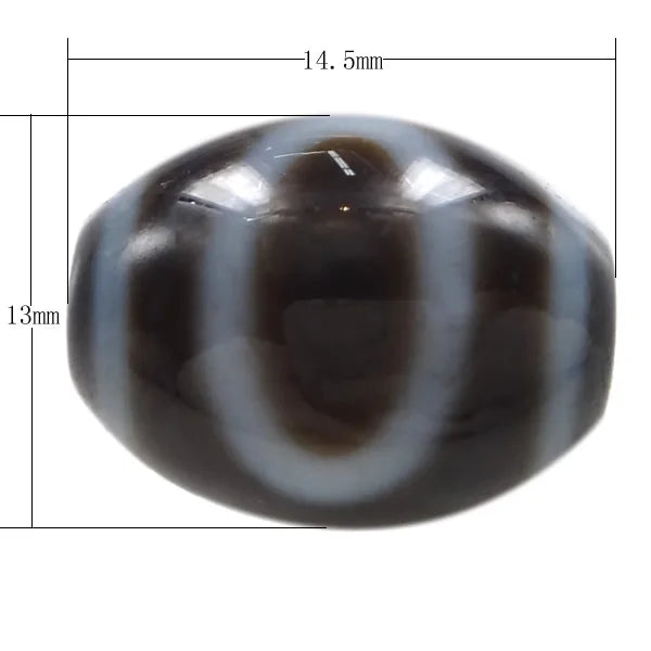 Natural Tibetan Dzi Beads Oval heaven & earth two tone 14.50x13x3mm