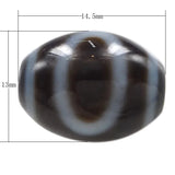 Natural Tibetan Dzi Beads Oval heaven & earth two tone 14.50x13x3mm