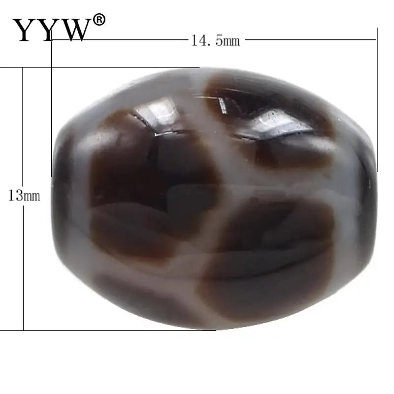 Natural Tibetan Dzi Beads Oval Longevity Two Tone 14.50x13mm