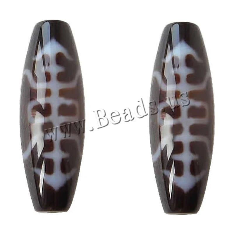 Natural Tibetan Dzi Beads Oval Two Tone AAA 12x38mm