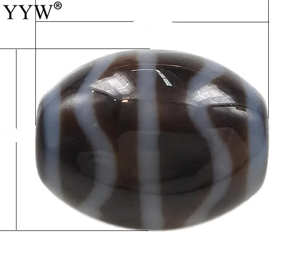 Natural Tibetan Dzi Beads Oval Water Wave Two Tone for DIY Jewelry, 1 PC