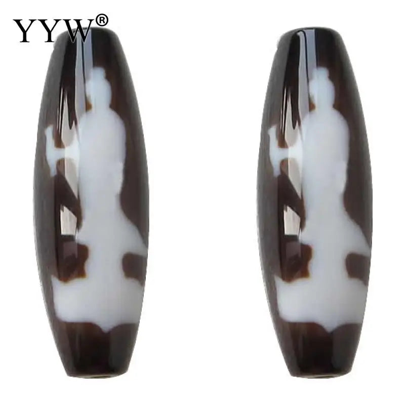 Tibetan Dzi Beads Oval & Kuanyin, AAA Quality, 12x38mm