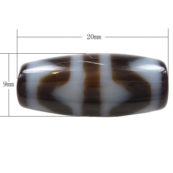 Natural Tibetan Dzi Beads Oval 20x9x3mm Tiger Teeth Two Tone DIY Jewelry