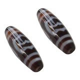 Natural Tibetan Dzi Beads Oval, Garuda & Two Tone 13x38mm