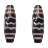 Natural Tibetan Dzi Beads Oval, Garuda & Two Tone 13x38mm