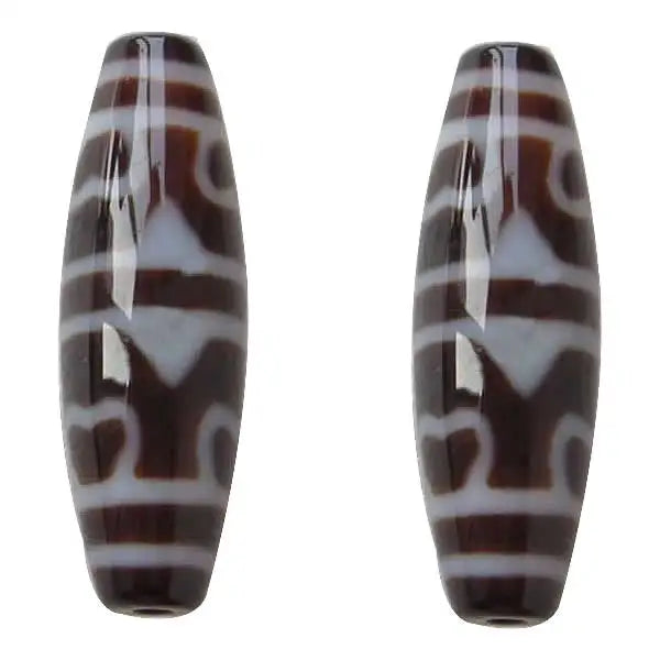Natural Tibetan Dzi Beads Oval 12x39mm for DIY Jewelry Making