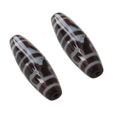 Natural Tibetan Dzi Beads Oval 12x39mm for DIY Jewelry Making