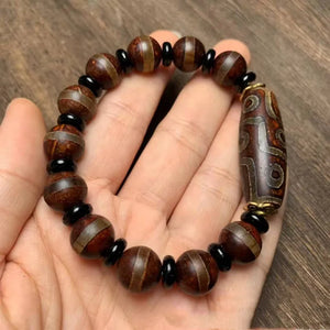 Tibetan Nine Eyes Agate Beads Bracelet Retro Style