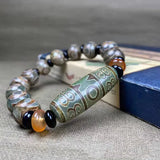 Tibetan Green Agate DZi Bracelet Retro Ethnic Jewelry