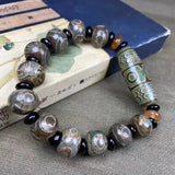 Tibetan Green Agate DZi Bracelet Retro Ethnic Jewelry