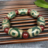 Tibetan Green Agate Eye Beads Bracelet Ethnic Jewelry