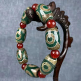 Tibetan Green Agate Eye Beads Bracelet Ethnic Jewelry