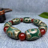 Tibetan Green Agate Eye Beads Bracelet Ethnic Jewelry