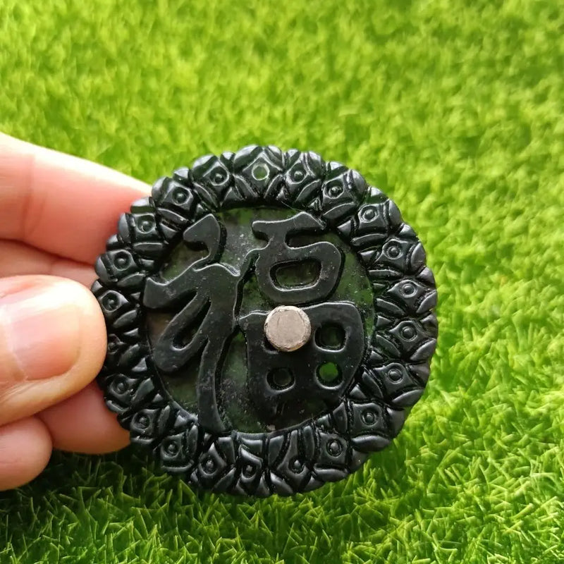 Tibetan Jade Medicine King Graphite Emerald Money Blessing Pendant