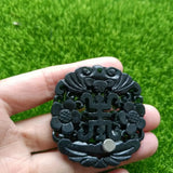 Tibetan Jade Medicine King Shi Shuangfeng Pendant Bat Longevity Car Hang