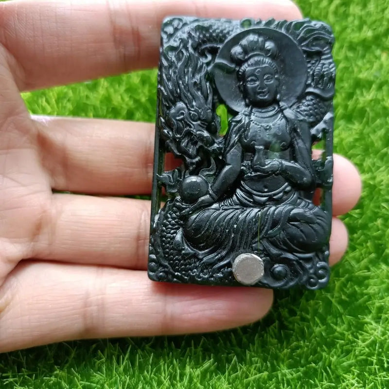 Tibetan Jade Medicine King Shi Yulong Guanyin Pendant Men's Safe National Style