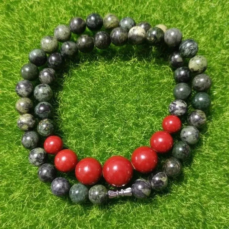 Tibetan Jade Medicine King Stone Bead Chain Necklace